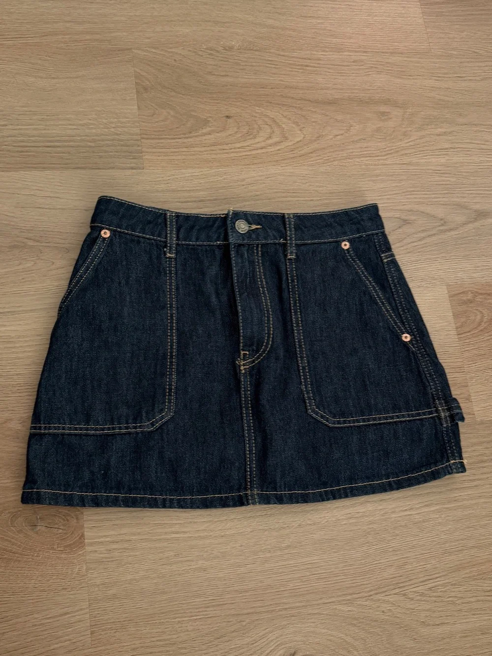 stradivarius Dark Blue Denim Mini Skirt